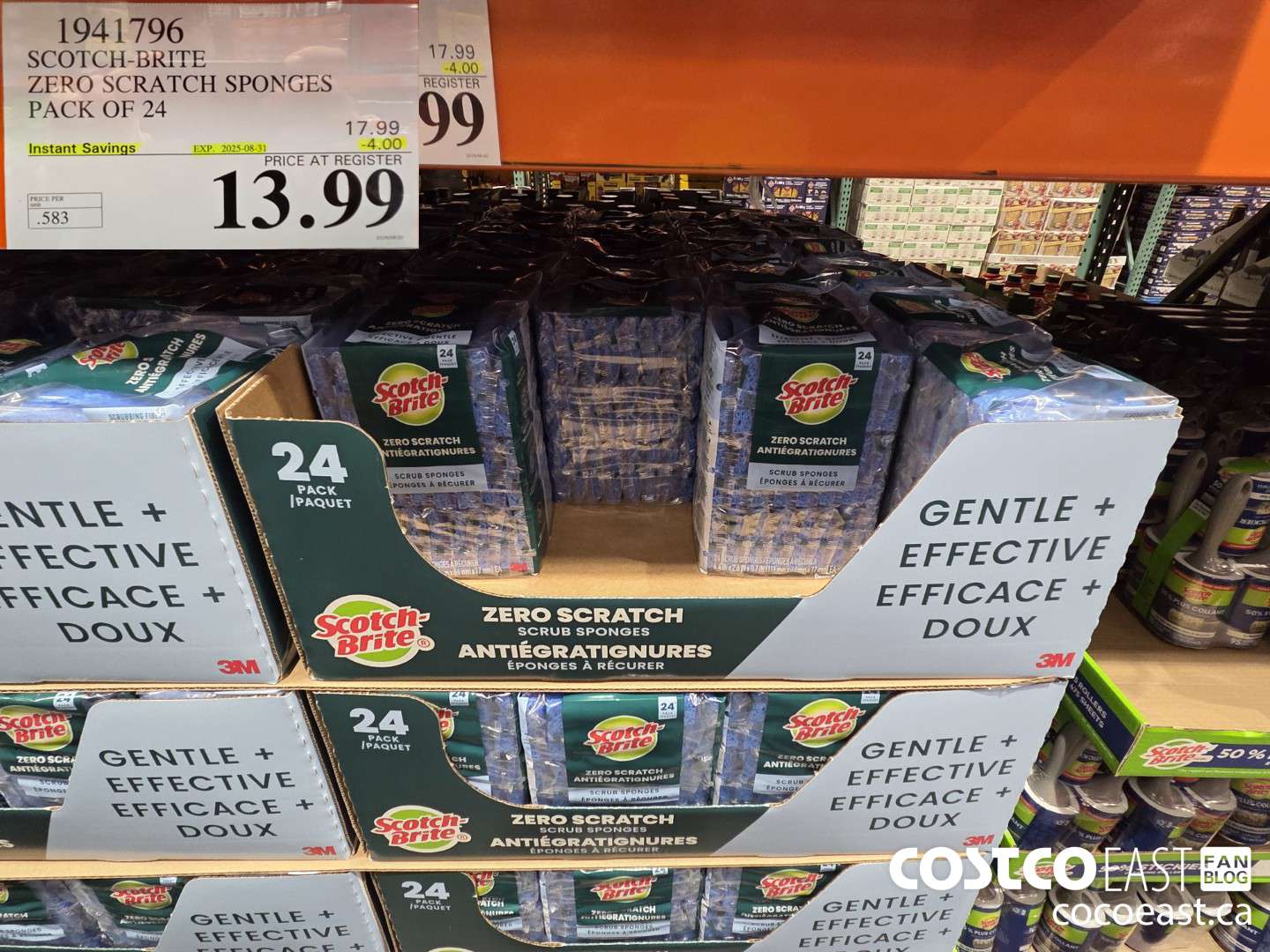 1941796 SCOTCH-BRITE ZERO SCRATCH SPONGES PACK OF 24 ($4.00 INSTANT SAVINGS EXPIRES ON 2025-08-31) $13.99