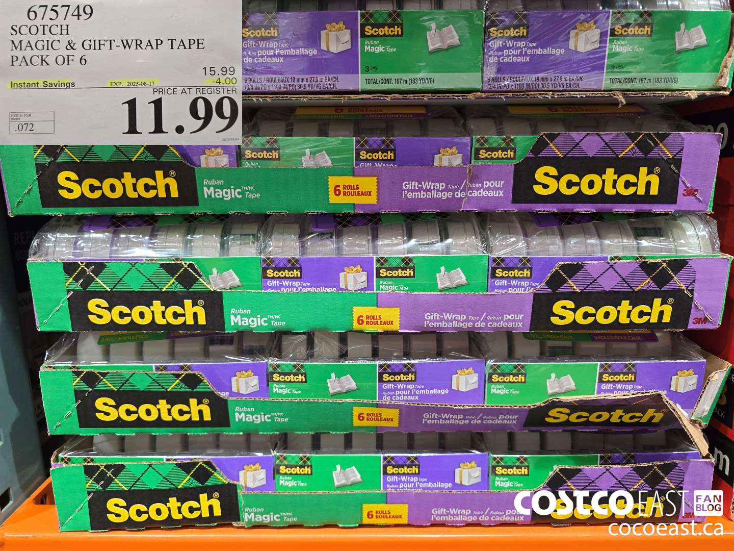 675749 SCOTCH MAGIC & GIFT-WRAP TAPE PACK OF 6 ($4.00 INSTANT SAVINGS EXPIRES ON 2025-08-17) $11.99