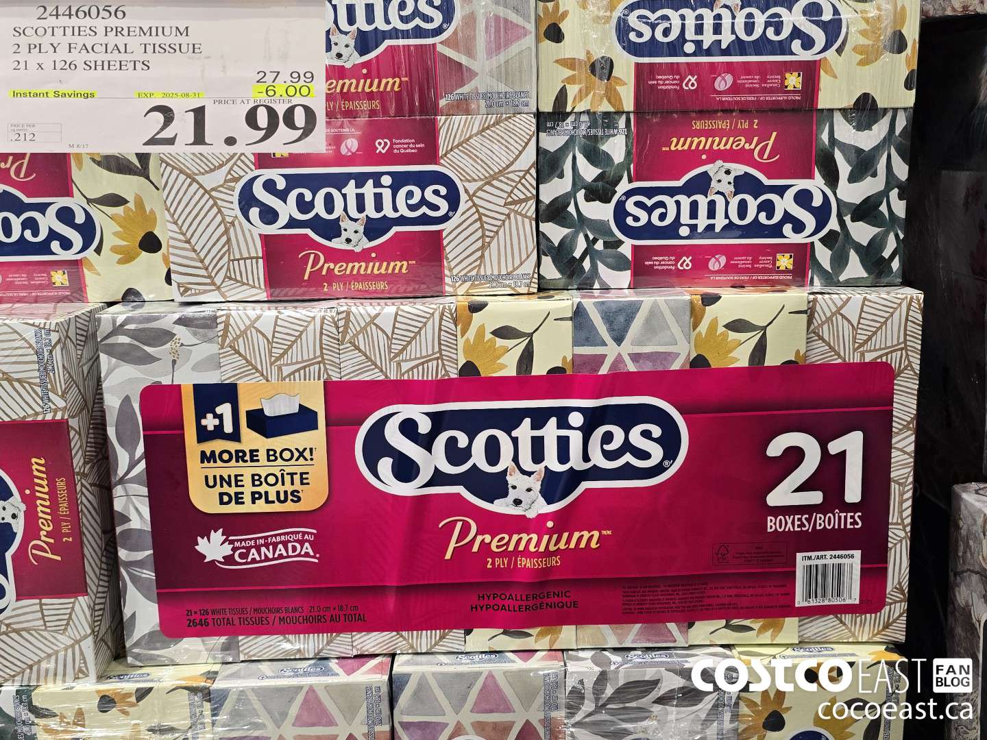 2446056 SCOTTIES PREMIUM 2 PLY FACIAL TISSUE 21 X 126 SHEETS ($6.00 INSTANT SAVINGS EXPIRES ON 2025-08-31) $21.99