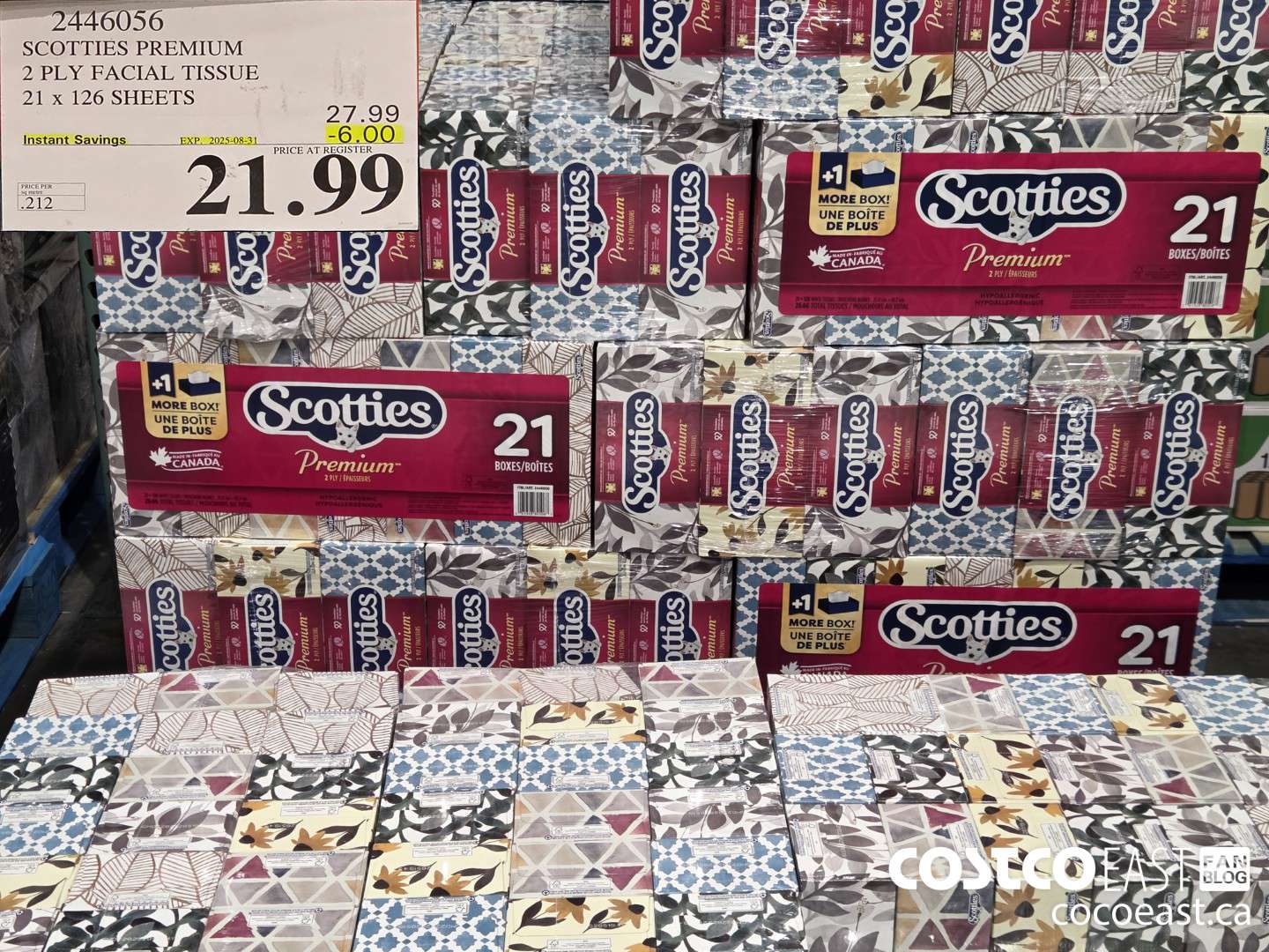 2446056 SCOTTIES PREMIUM 2 PLY FACIAL TISSUE 21 X 126 SHEETS ($6.00 INSTANT SAVINGS EXPIRES ON 2025-08-31) $21.99