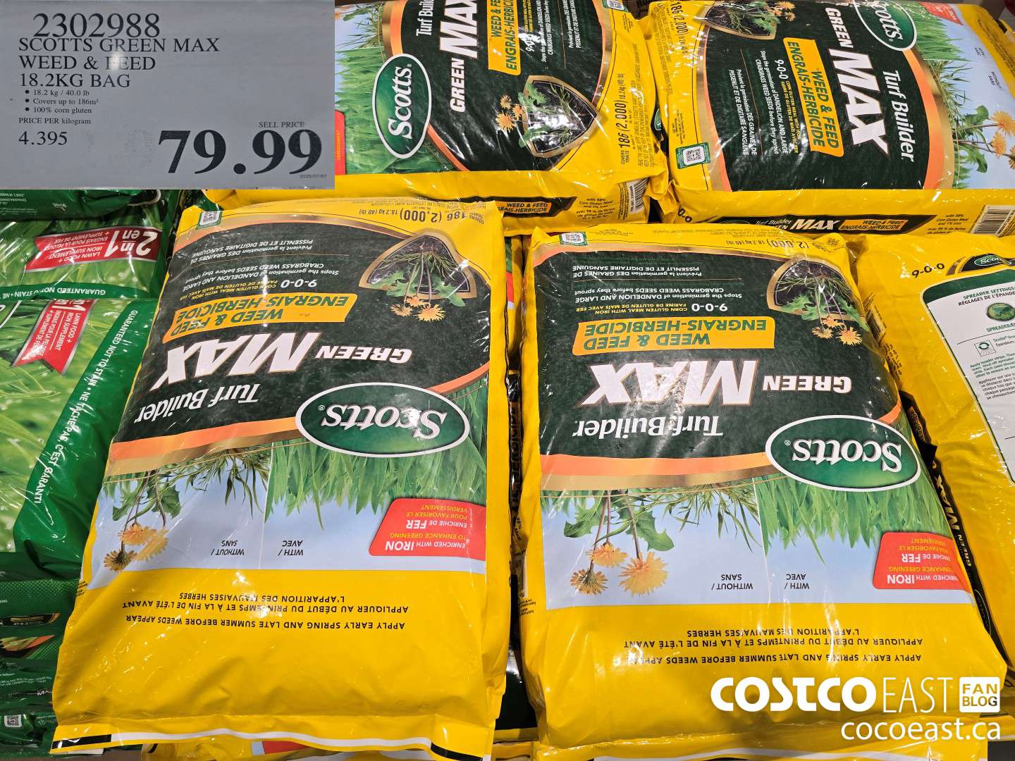2302988 SCOTTS GREEN MAX WEED & FEED 18.2KG BAG $79.99