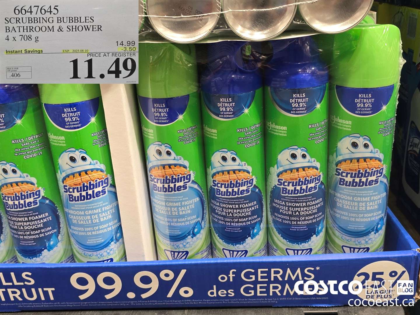 6647645 SCRUBBING BUBBLES BATHROOM & SHOWER 4 X 708 G ($3.50 INSTANT SAVINGS EXPIRES ON 2025-08-10) $11.49