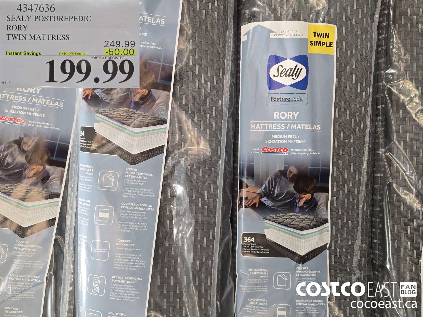 4347636 SEALY POSTUREPEDIC RORY MEDIUM TIGHT TOP TWIN MATTRESS ($50.00 INSTANT SAVINGS EXPIRES ON 2025-08-31) $199.99