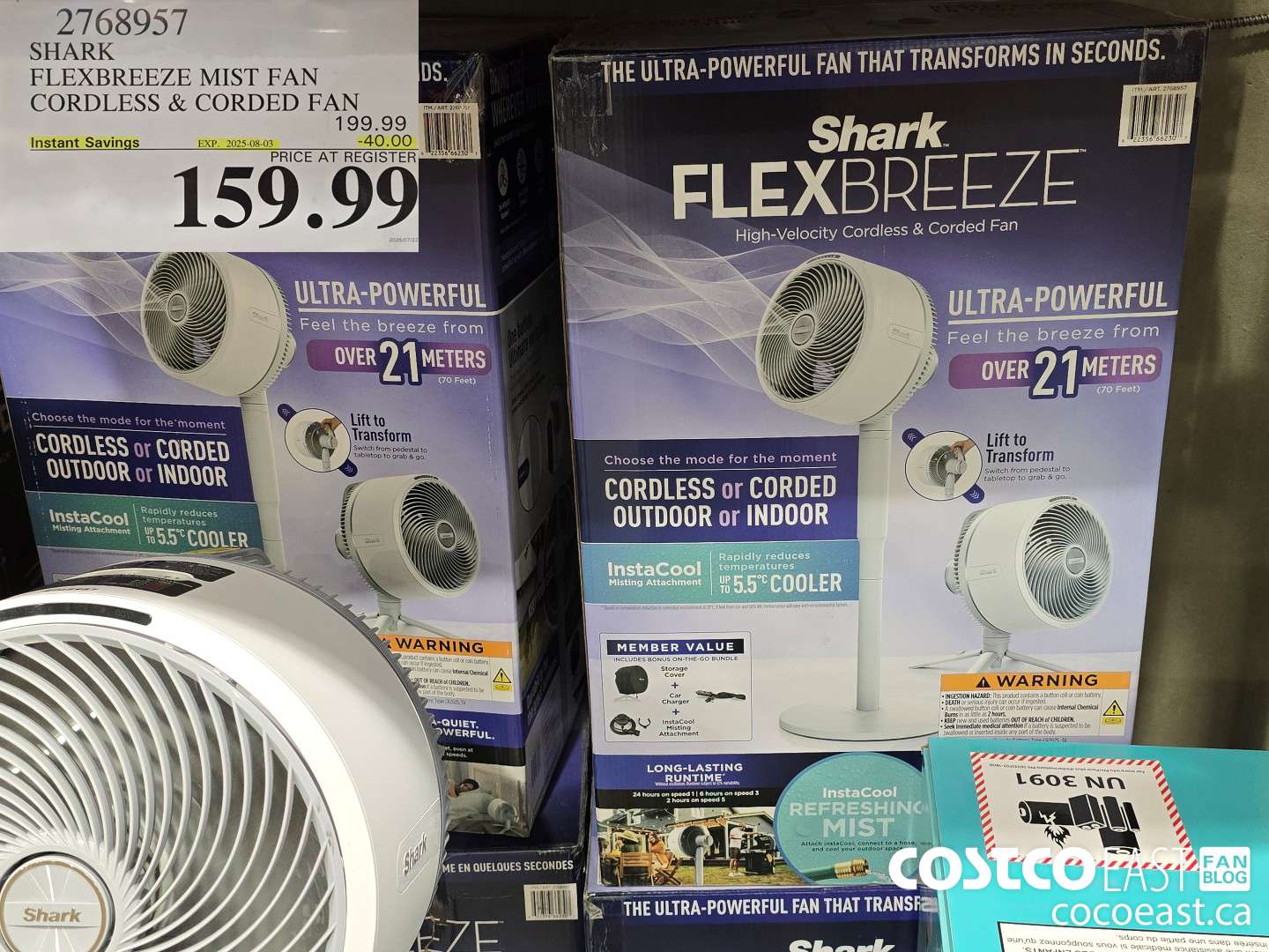 2768957 SHARK FLEXBREEZE MIST FAN CORDLESS & CORDED FAN ($40.00 INSTANT SAVINGS EXPIRES ON 2025-08-03) $159.99
