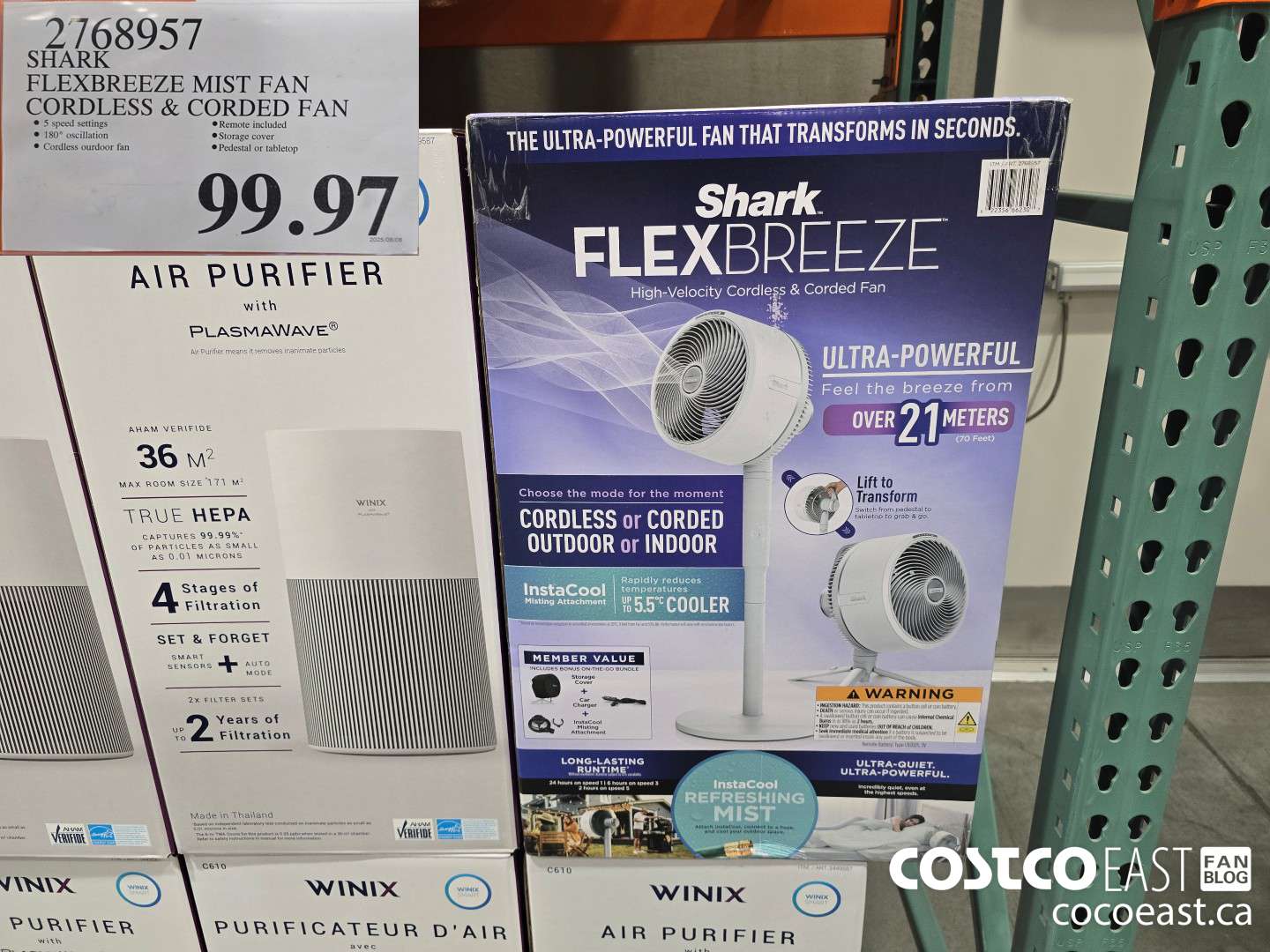 2768957 SHARK FLEXBREEZE MIST FAN CORDLESS & CORDED FAN $99.97