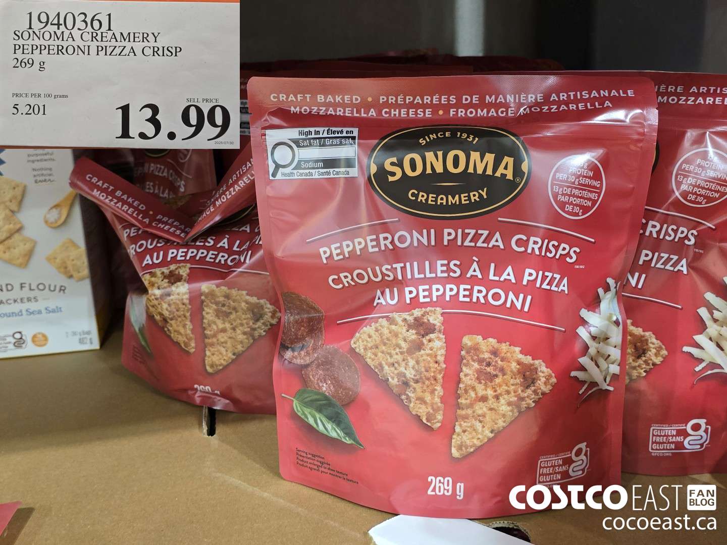 1940361 SONOMA CREAMERY PEPPERONI PIZZA CRISP 269 G $13.99