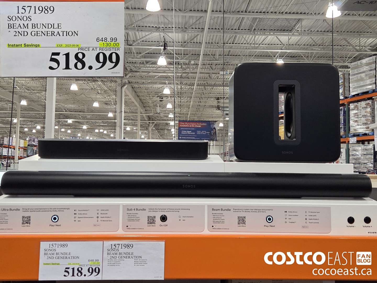 1571989 SONOS BEAM BUNDLE 2ND GENERATION ($130.00 INSTANT SAVINGS EXPIRES ON 2025-09-06) $518.99