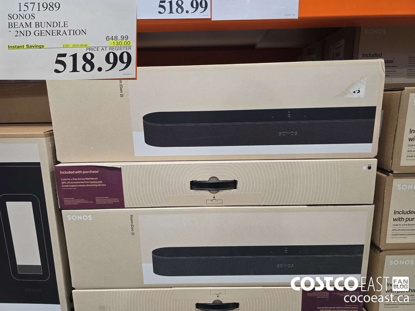 1571989 SONOS BEAM BUNDLE 2ND GENERATION ($130.00 INSTANT SAVINGS EXPIRES ON 2025-09-06) $518.99