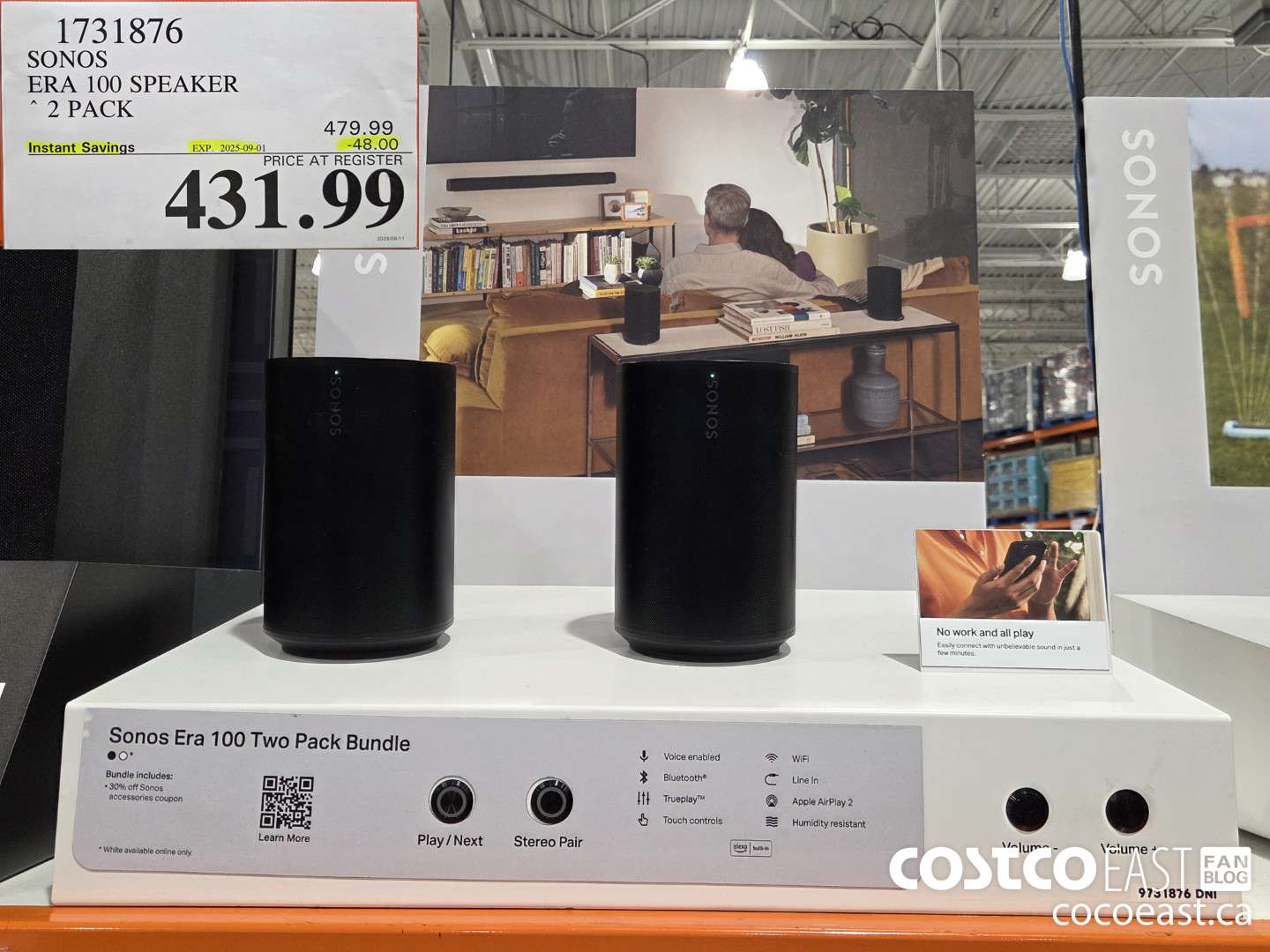 1731876 SONOS ERA 100 SPEAKER 2 PACK ($48.00 INSTANT SAVINGS EXPIRES ON 2025-07-11) $479.99