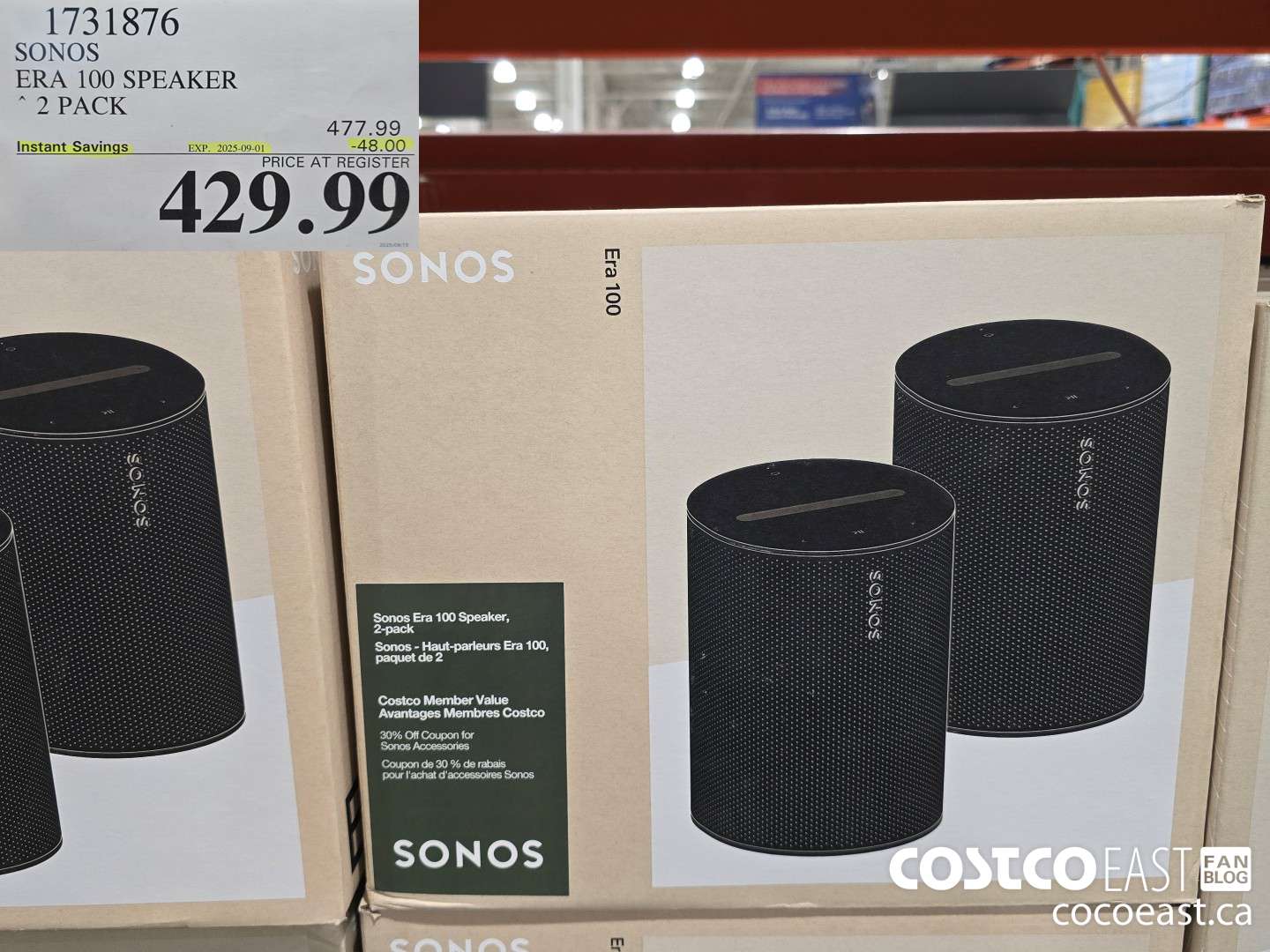 1731876 SONOS ERA 100 SPEAKER 2 PACK ($48.00 INSTANT SAVINGS EXPIRES ON 2025-09-01) $429.99