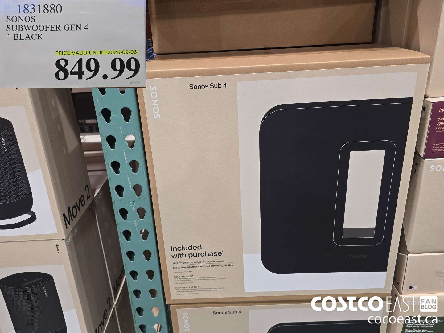 1831880 SONOS SUBWOOFER GEN 4 * BLACK $849.99