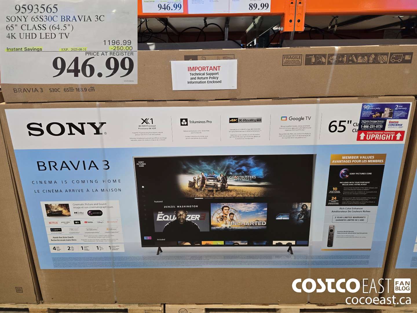 9593565 SONY 65830C BRAVIA 3C 65