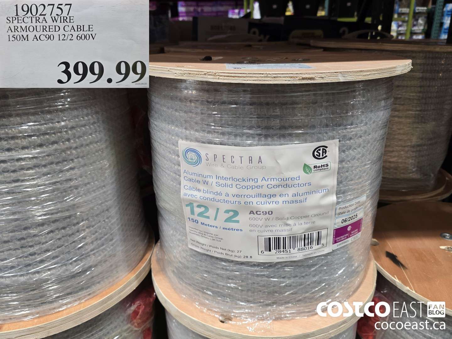 1902757 SPECTRA WIRE ARMOURED CABLE 150M AC90 12/2 600 V $399.99
