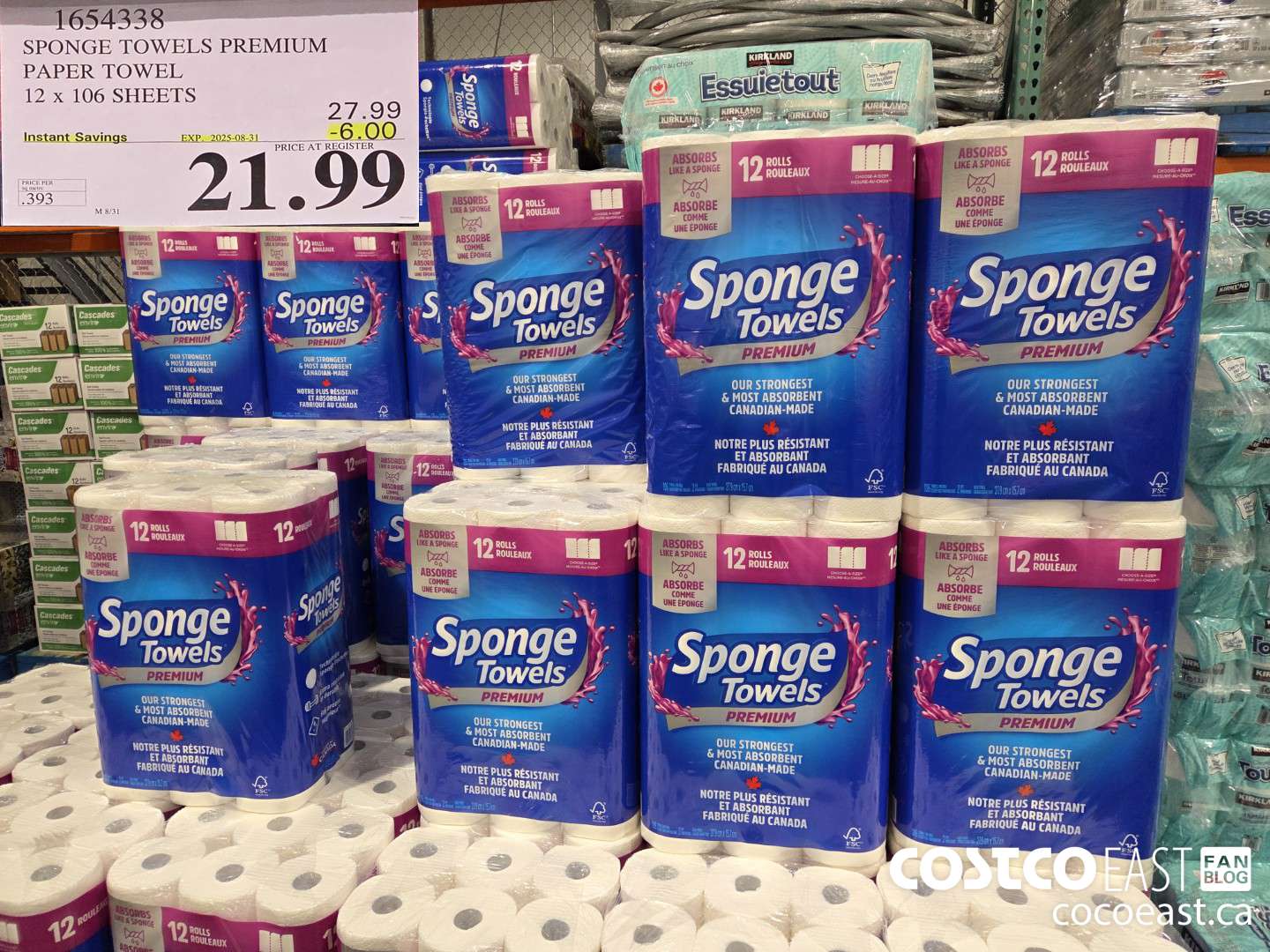 1654338 SPONGE TOWELS PREMIUM PAPER TOWEL 12 x 106 SHEETS ($6.00 INSTANT SAVINGS EXPIRES ON 2025-08-31) $21.99