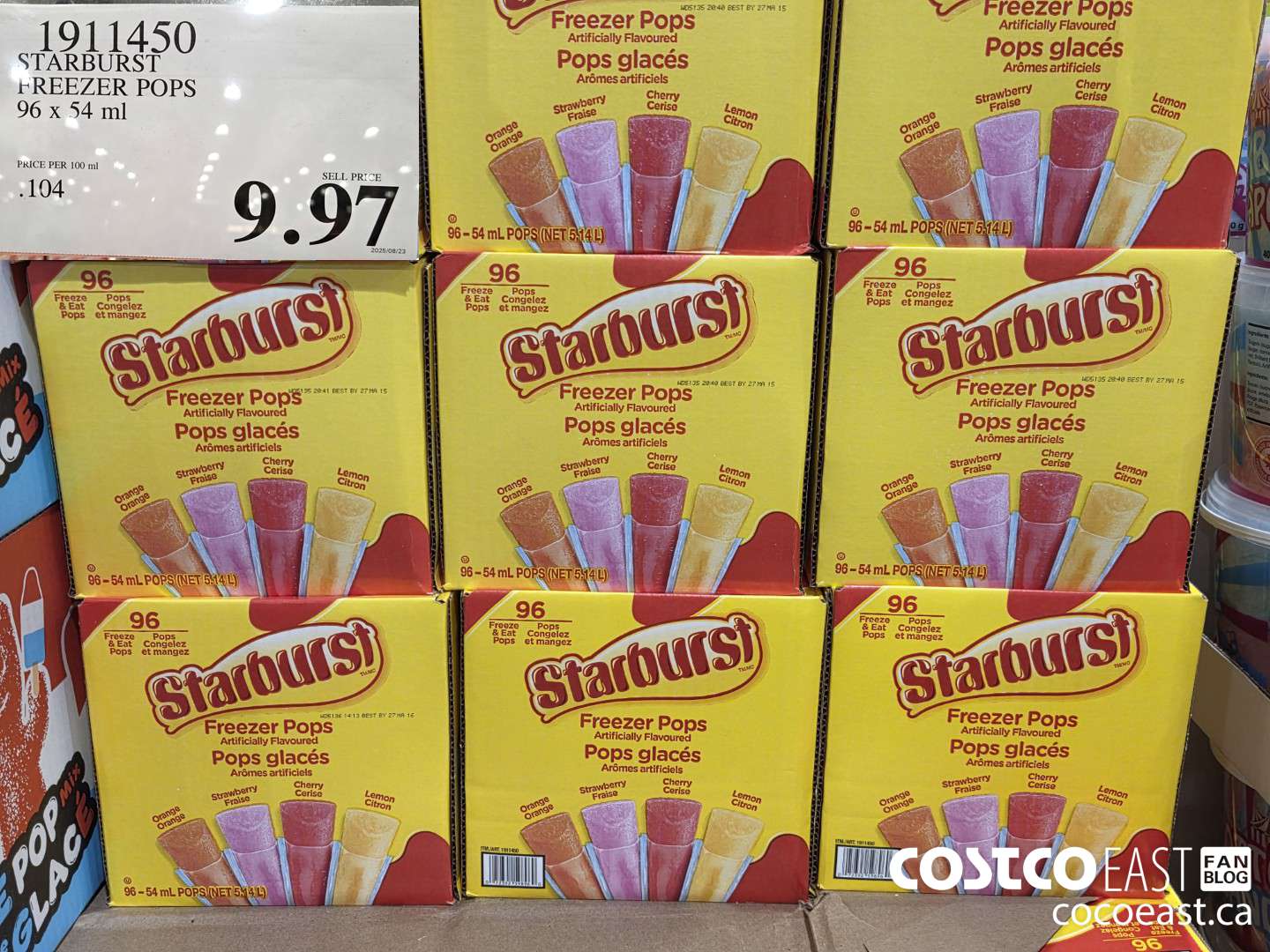 1911450 STARBURST FREEZER POPS VARIETY 96 x 54 ml ($5.00 INSTANT SAVINGS) $9.97