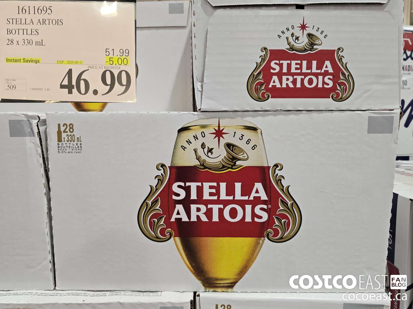 1611695 STELLA ARTOIS BOTTLES 28 x 330 mL ($5.00 INSTANT SAVINGS EXPIRES ON 2025-08-31) $46.99
