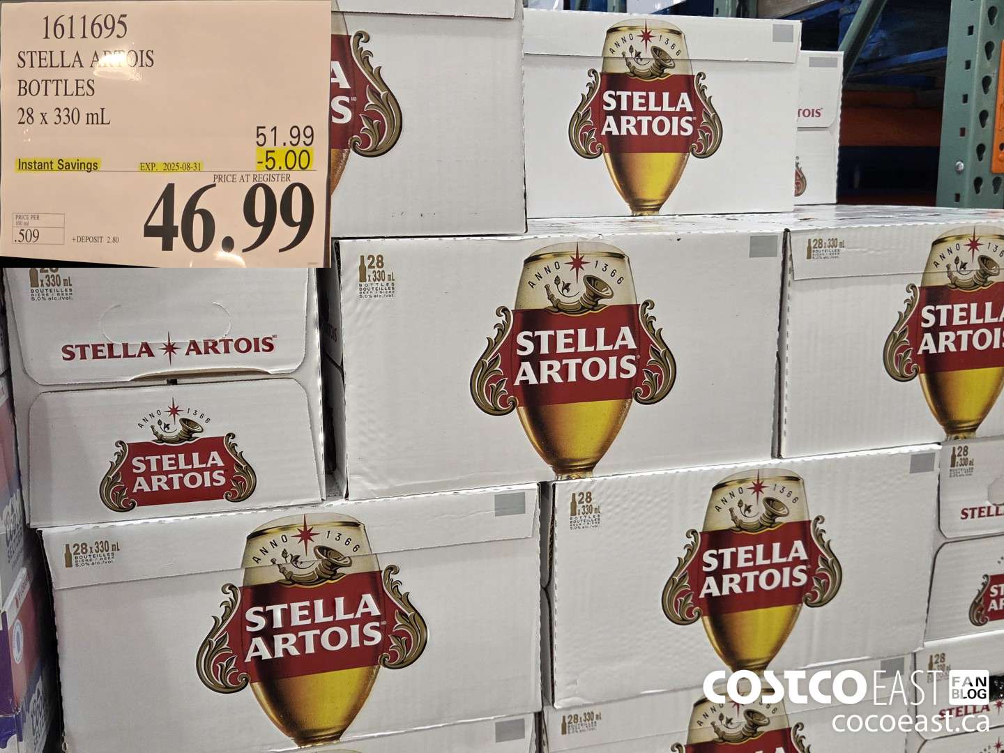 1611695 STELLA ARTOIS BOTTLES 28 x 330 mL ($5.00 INSTANT SAVINGS EXPIRES ON 2025-08-31) $46.99