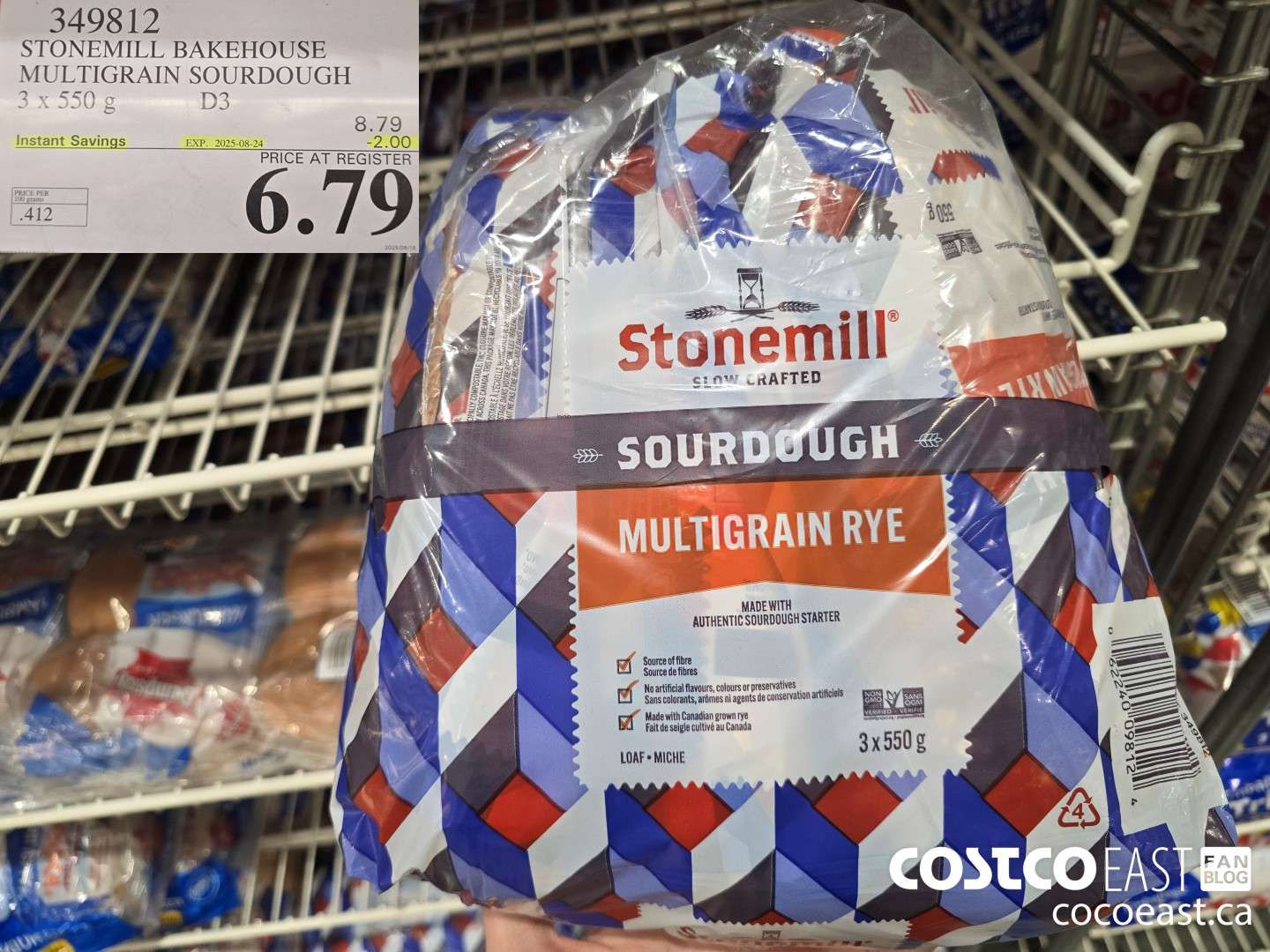 349812 STONEMILL BAKEHOUSE MULTIGRAIN SOURDOUGH 3 X 550 G ($2.00 INSTANT SAVINGS EXPIRES ON 2025-08-24) $6.79