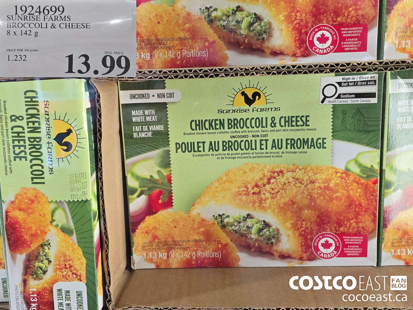 1924699 SUNRISE FARMS BROCCOLI & CHEESE 8 X 142g $13.99