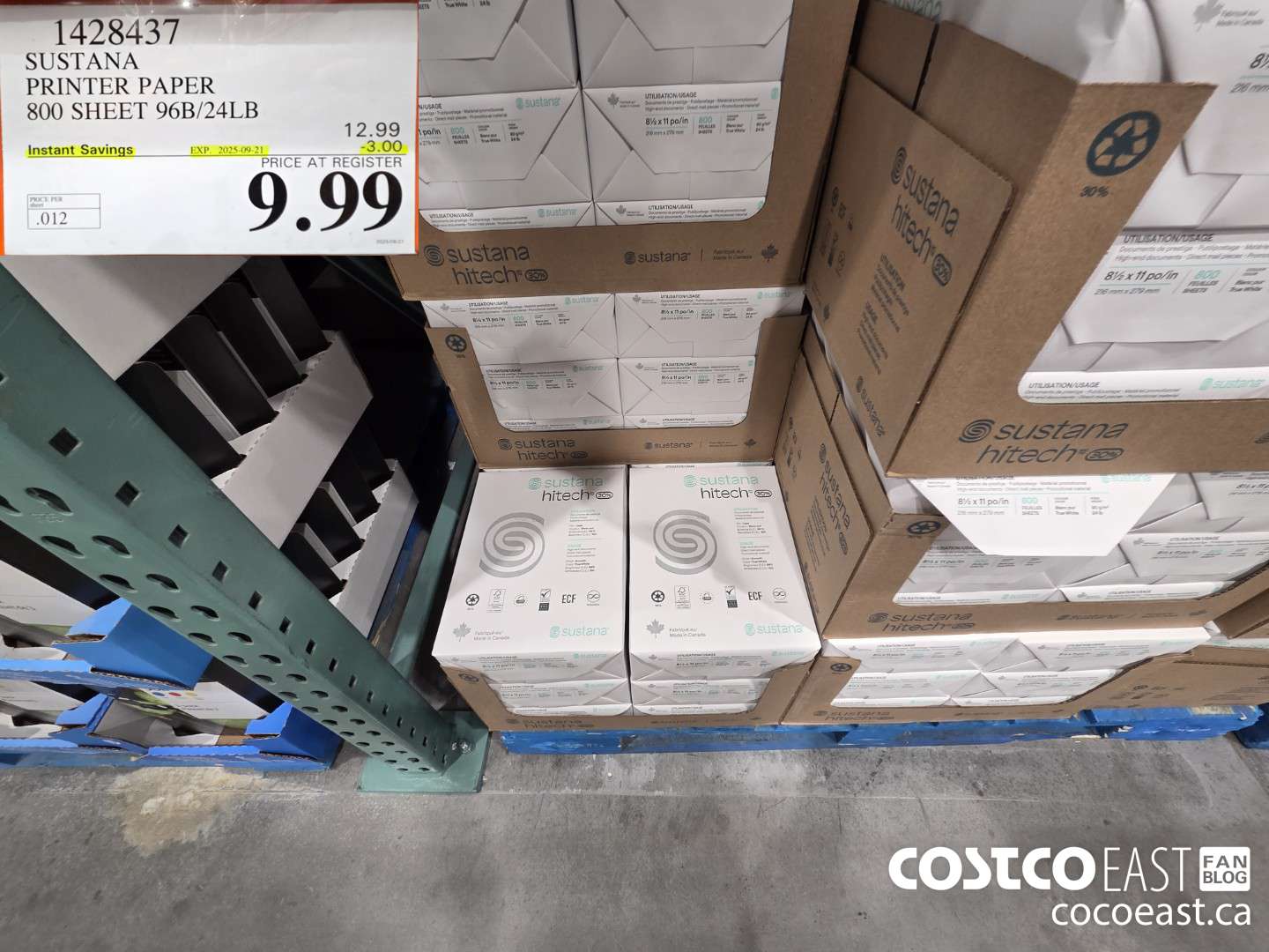 1428437 SUSTANA PRINTER PAPER 800 SHEET 96B/24LB ($3.00 INSTANT SAVINGS EXPIRES ON 2025-09-21) $9.99