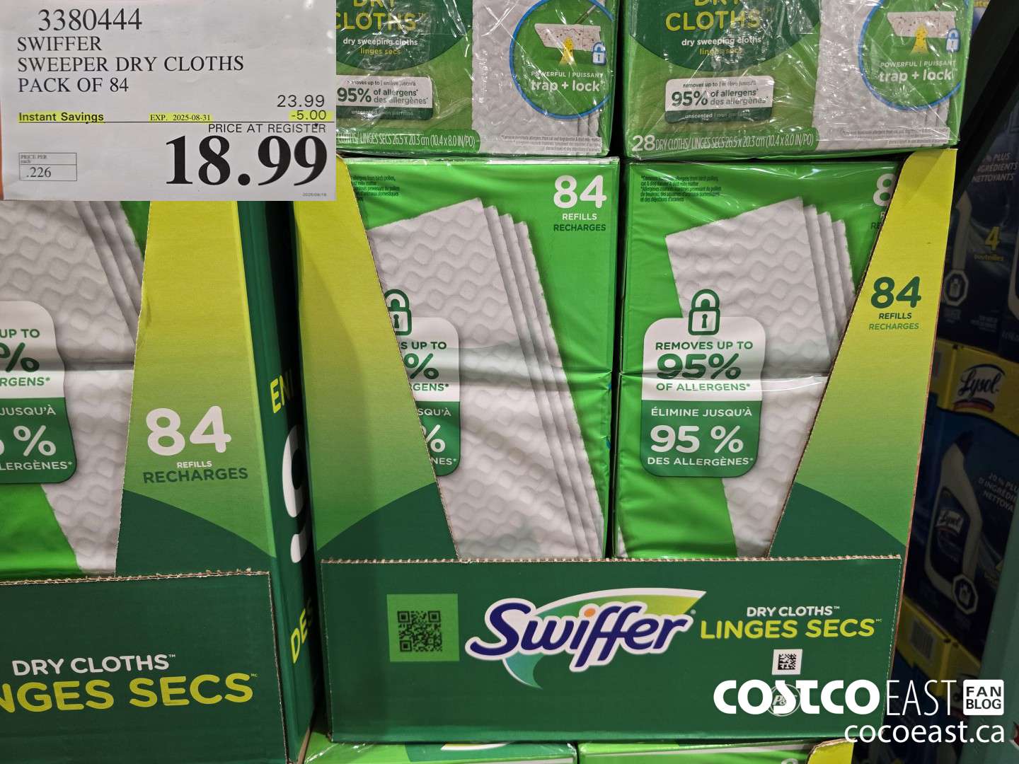 3380444 SWIFFER SWEEPER DRY CLOTHS PACK OF 84 ($5.00 INSTANT SAVINGS EXPIRES ON 2025-08-31) $18.99
