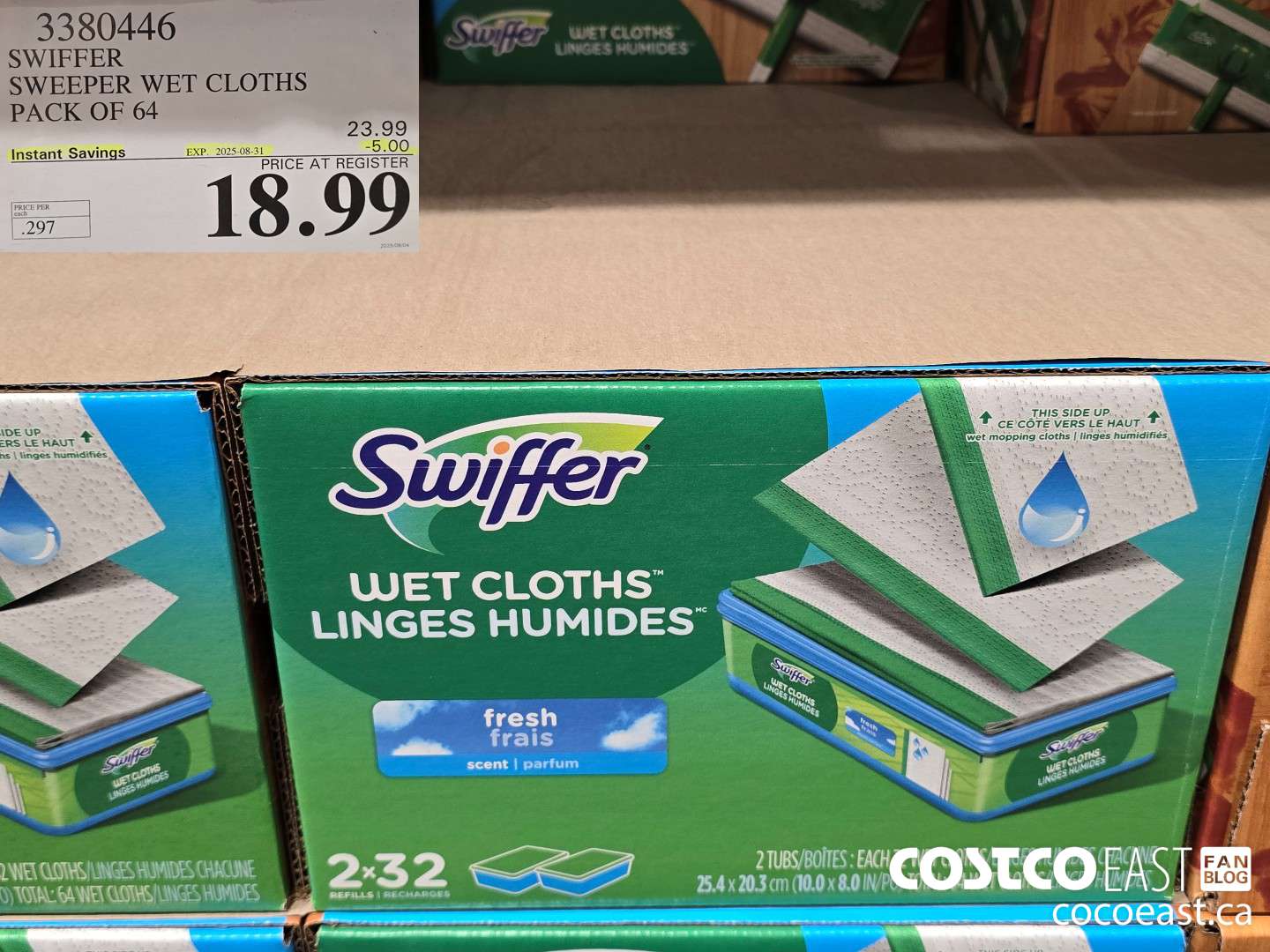 3380446 SWIFFER SWEEPER WET CLOTHS PACK OF 64 ($5.00 INSTANT SAVINGS EXPIRES ON 2025-08-31) $18.99