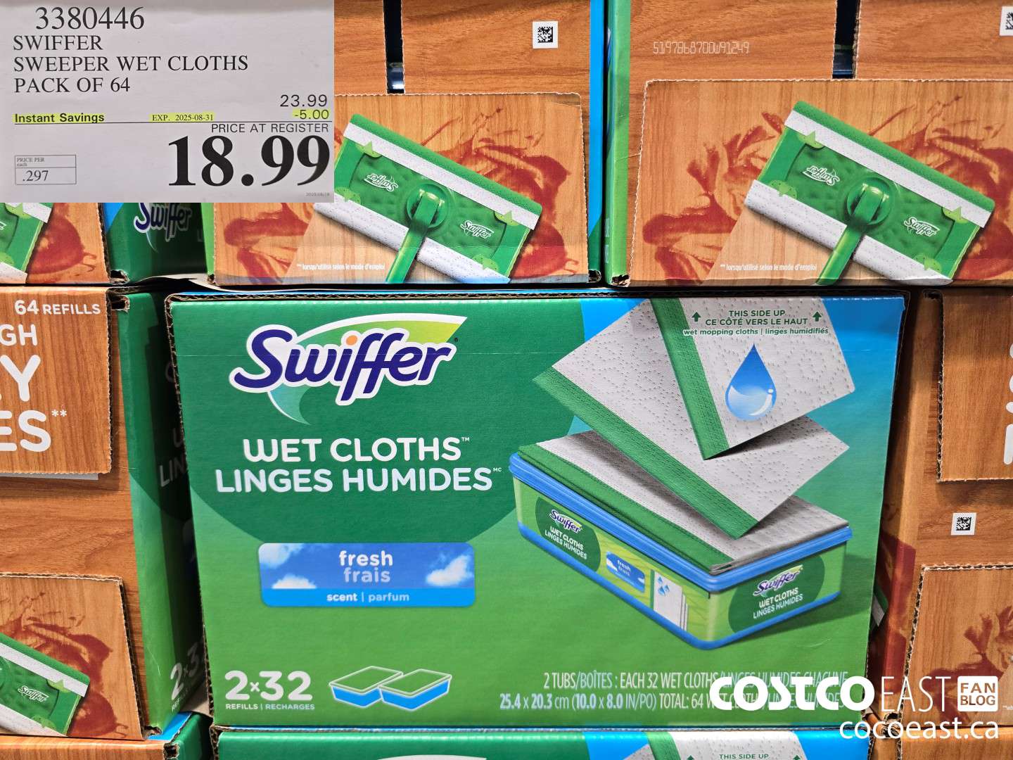 3380446 SWIFFER SWEEPER WET CLOTHS PACK OF 64 ($5.00 INSTANT SAVINGS EXPIRES ON 2025-08-31) $18.99