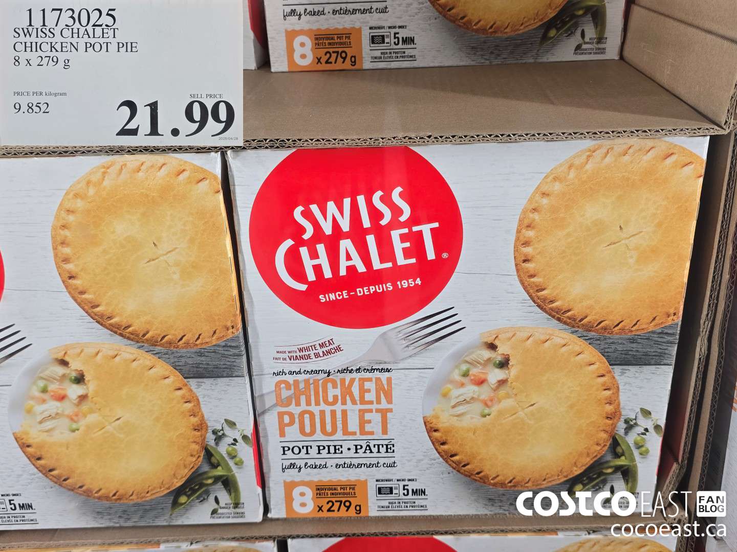 1173025 SWISS CHALET CHICKEN POT PIE 8 X 279G $21.99