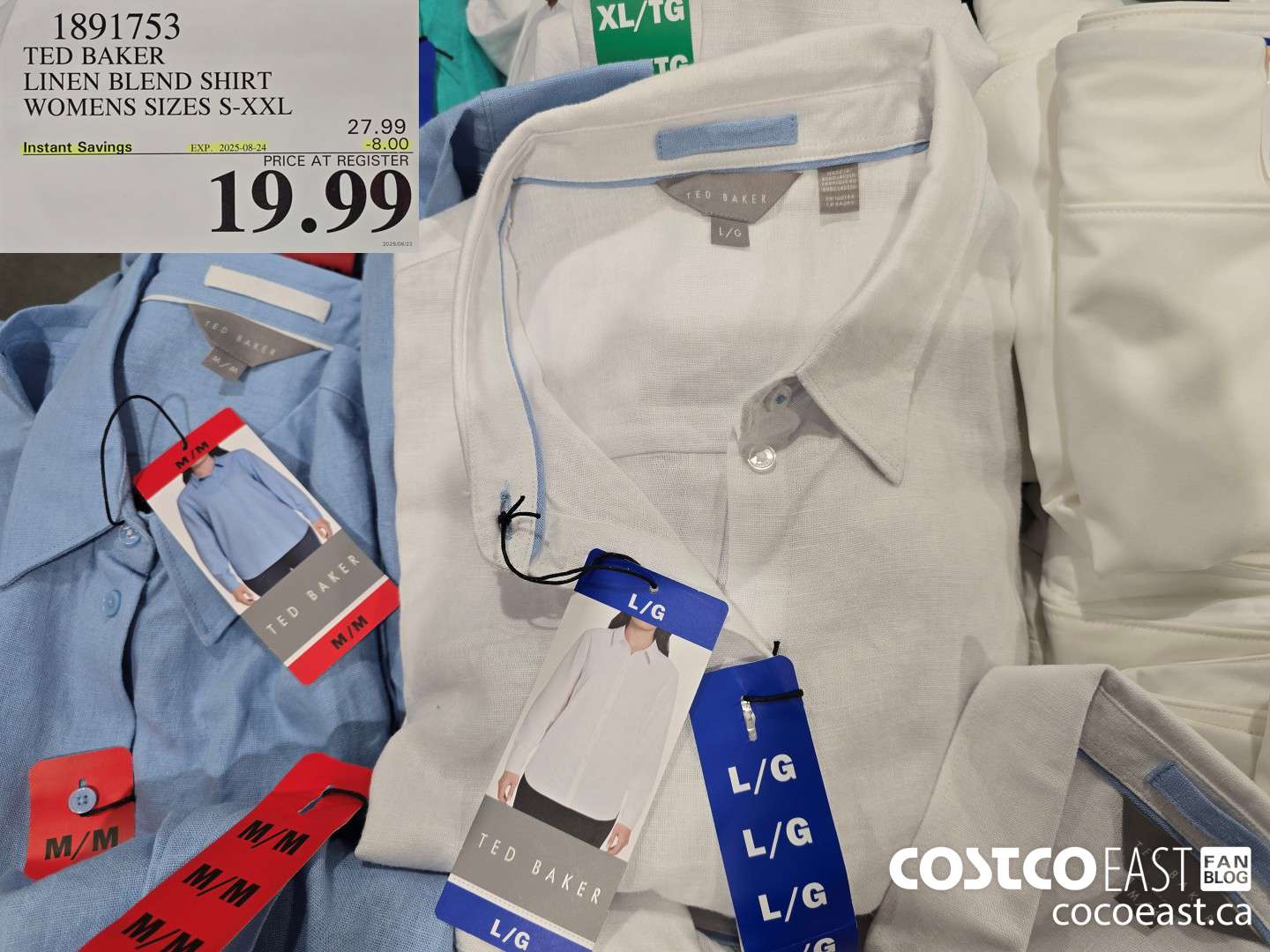 1891753 TED BAKER LINEN BLEND SHIRT WOMENS SIZES S-XXL ($8.00 INSTANT SAVINGS EXPIRES ON 2025-08-24) $19.99