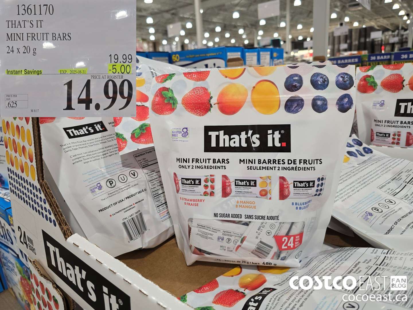 1361170 THAT'S IT MINI FRUIT BARS 24 x 20 g ($5.00 INSTANT SAVINGS EXPIRES ON 2025-08-31) $14.99