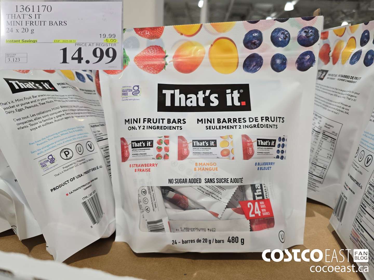 1361170 THAT'S IT MINI FRUIT BARS 24 x 20 g ($5.00 INSTANT SAVINGS EXPIRES ON 2025-08-31) $14.99