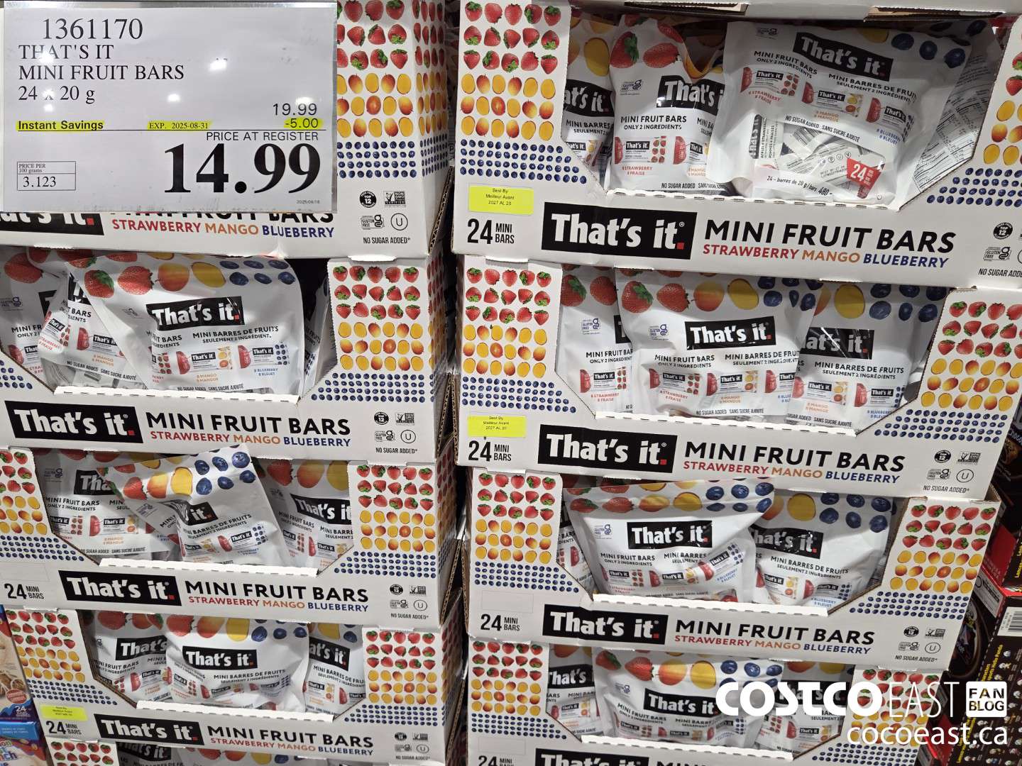 1361170 THAT'S IT MINI FRUIT BARS 24 x 20 g ($5.00 INSTANT SAVINGS EXPIRES ON 2025-08-31) $14.99