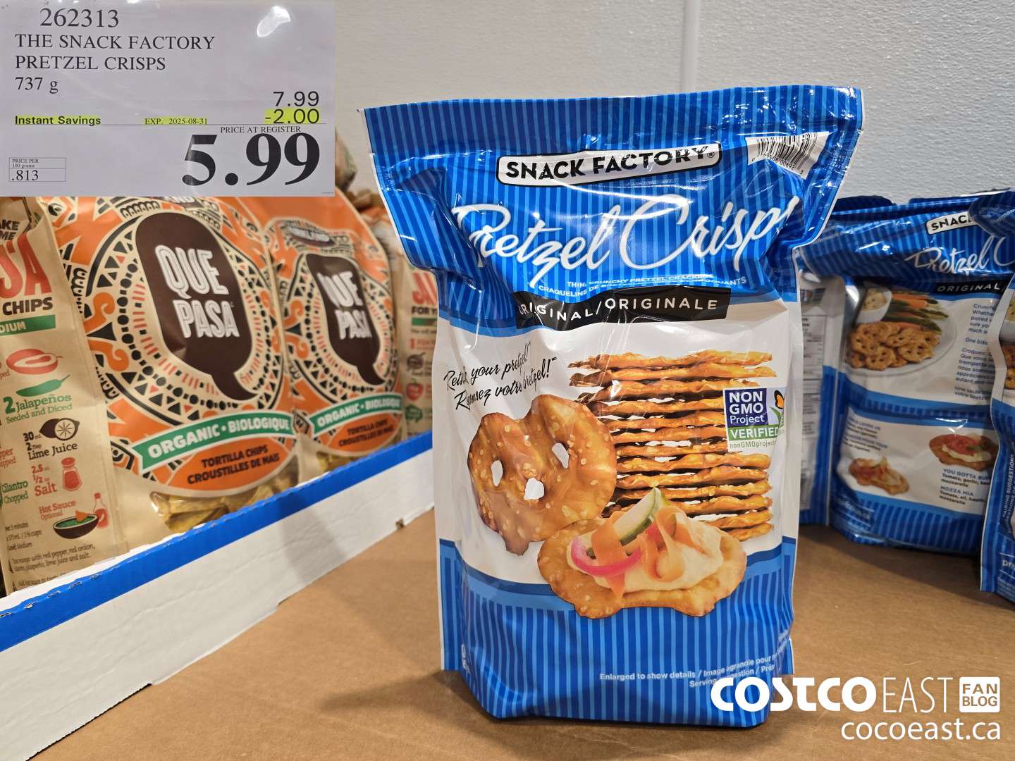 262313 THE SNACK FACTORY PRETZEL CRISPS 737 G ($2.00 INSTANT SAVINGS EXPIRES ON 2025-08-31) $5.99