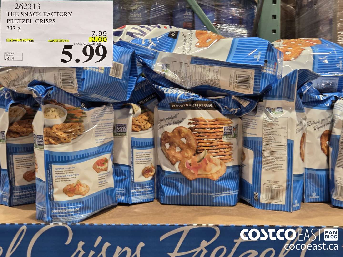 262313 THE SNACK FACTORY PRETZEL CRISPS 737 G ($2.00 INSTANT SAVINGS EXPIRES ON 2025-08-31) $5.99
