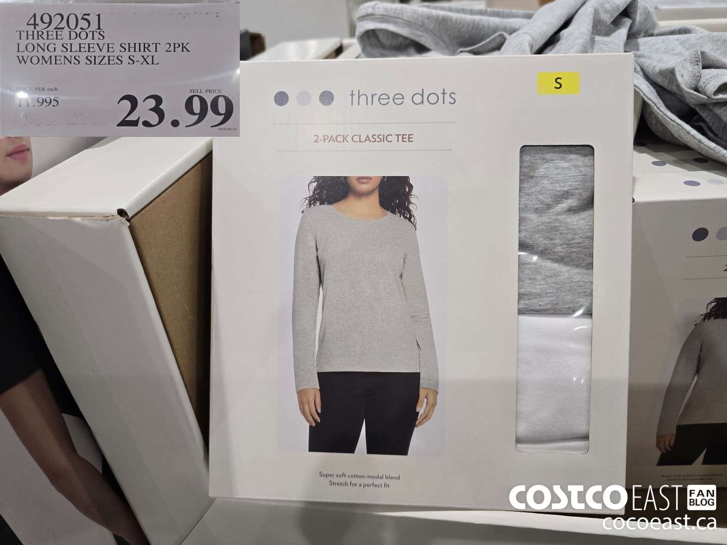 492051 THREE DOTS LONG SLEEVE SHIRT 2PK WOMENS SIZES S-XL $23.99