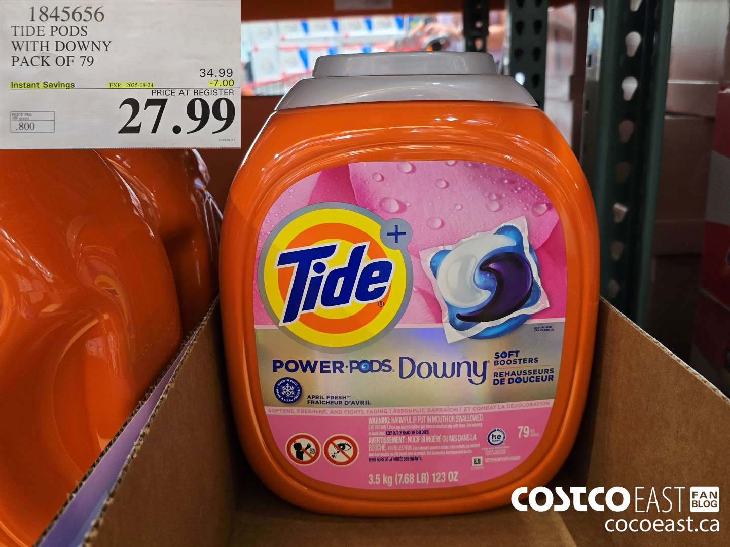 1845656 TIDE PODS WITH DOWNY PACK OF 79 ($7.00 INSTANT SAVINGS EXPIRES ON 2025-08-24) $27.99