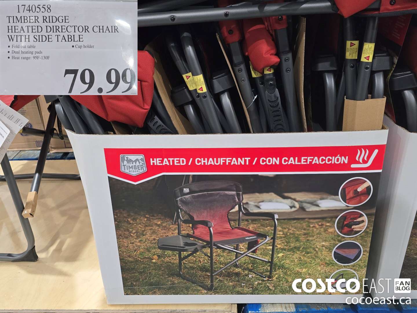 1740558 TIMBER RIDGE HEATED DIRECTOR CHAIR WITH SIDE TABLE $79.99