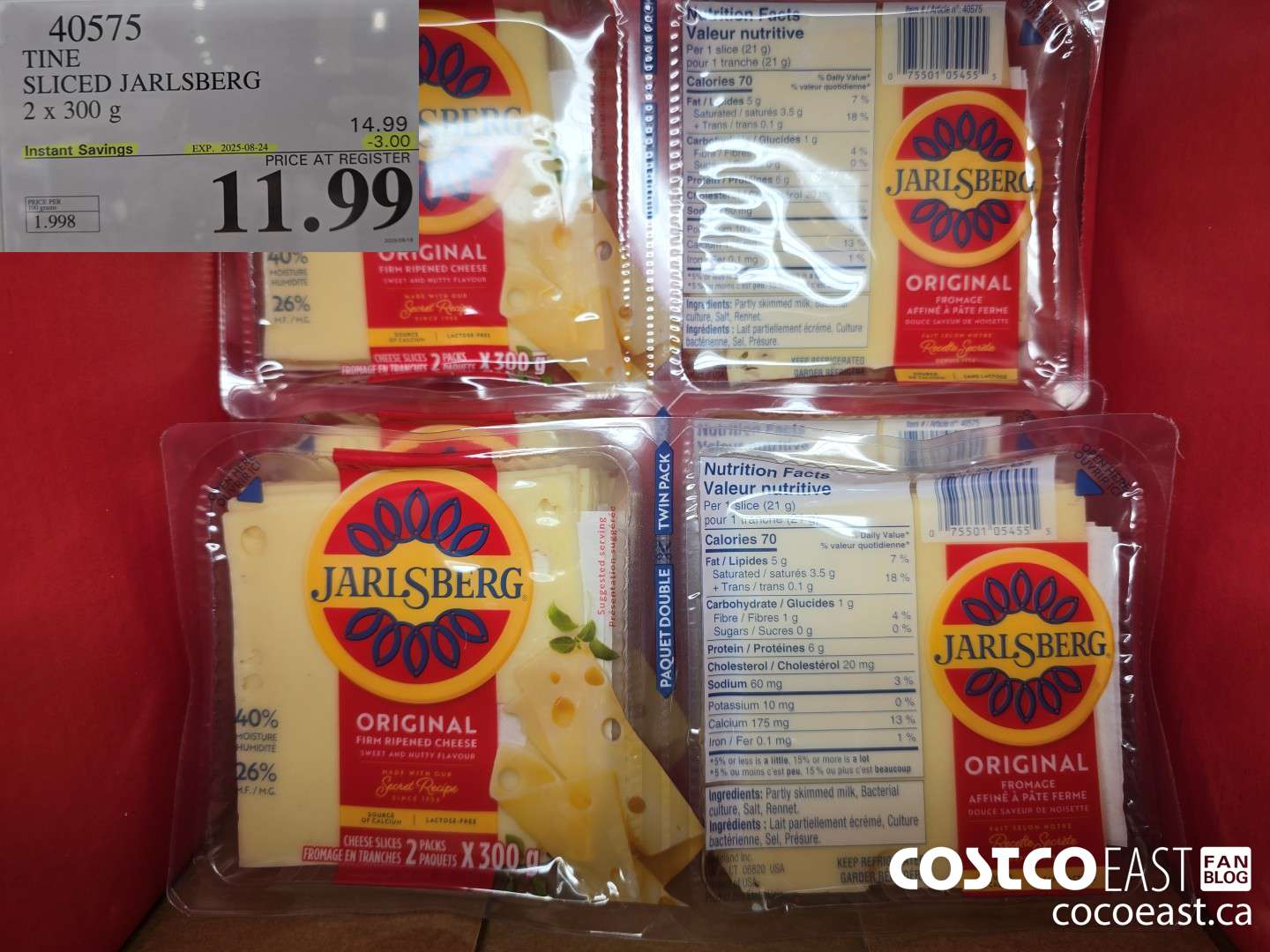 40575 TINE JARLSBERG 2 X 300 G ($3.00 INSTANT SAVINGS EXPIRES ON 2025-08-24) $11.99