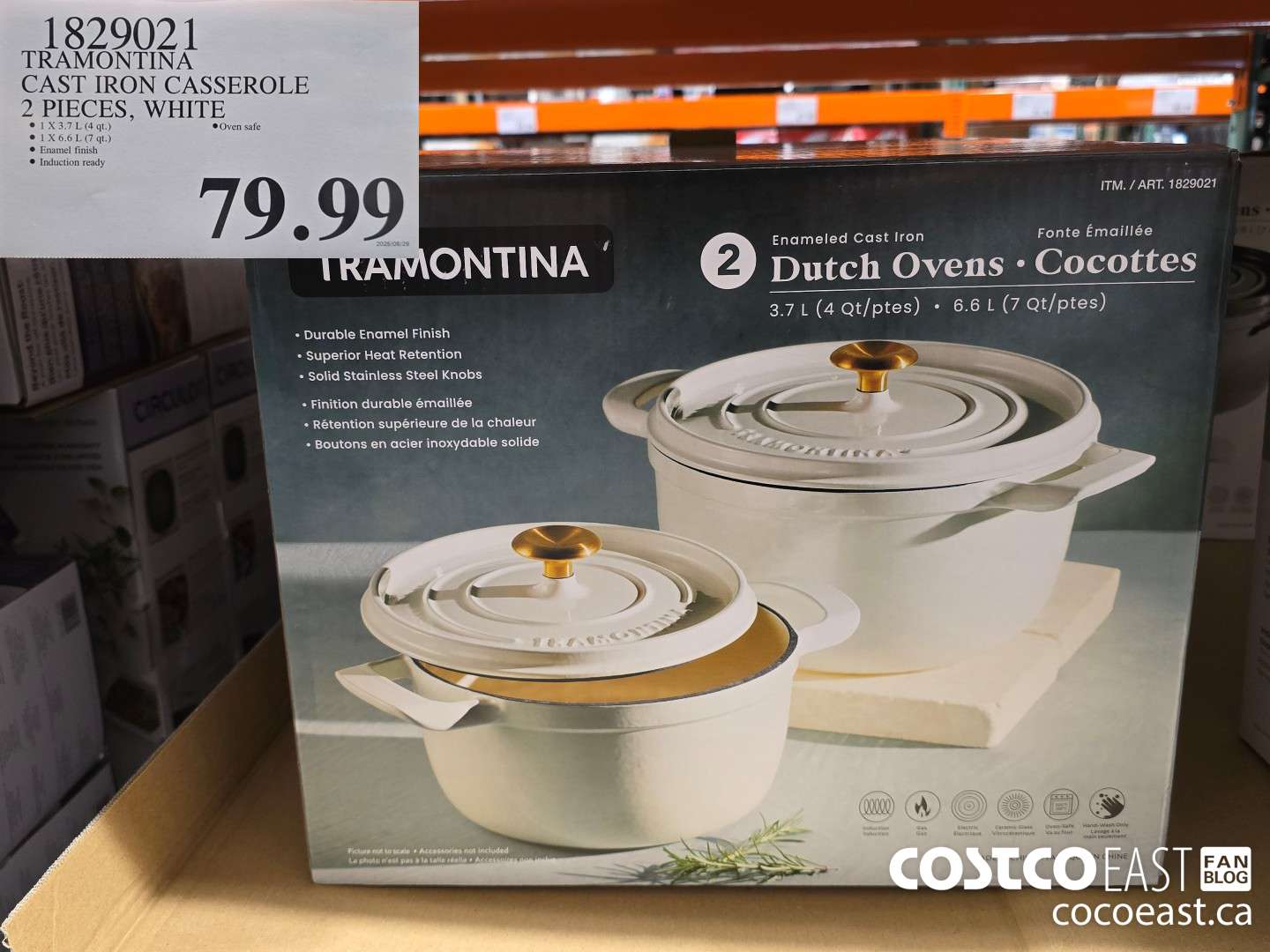 1829021 TRAMONTINA CAST IRON CASSEROLE 2 PIECES, WHITE $79.99