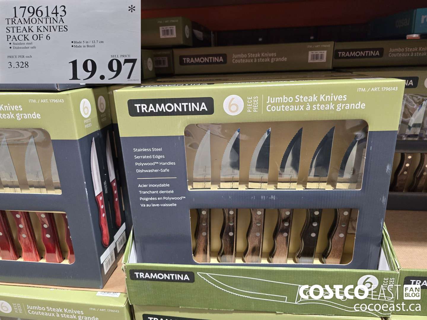 1796143 TRAMONTINA STEAK KNIVES PACK OF 6 $19.97