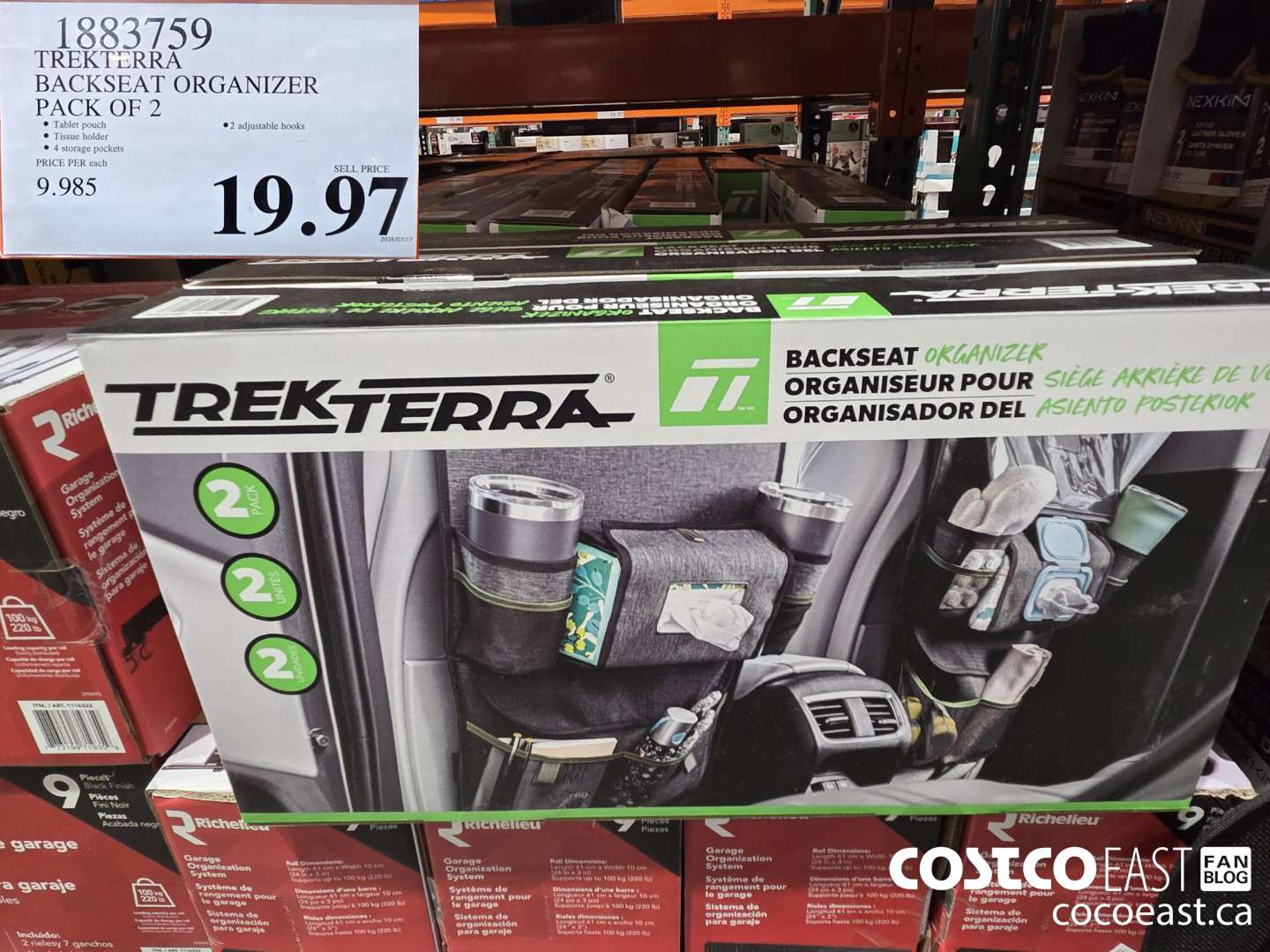 1883759 TREKTERRA BACKSEAT ORGANIZER PACK OF 2 ($10.00 INSTANT SAVINGS) $19.97