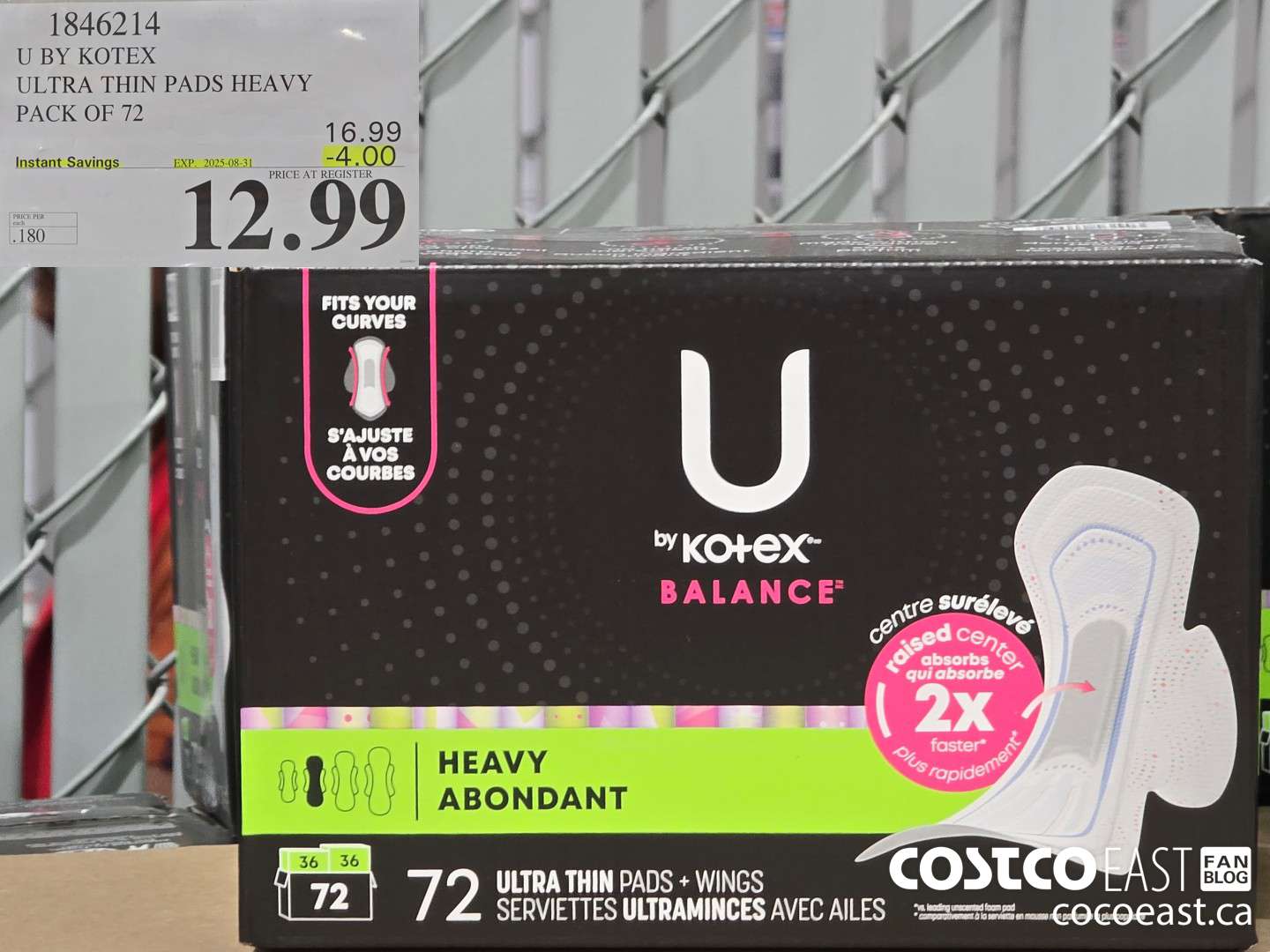 1846214 U BY KOTEX ULTRA THIN PADS HEAVY PACK OF 72 ($4.00 INSTANT SAVINGS EXPIRES ON 2025-08-31) $12.99