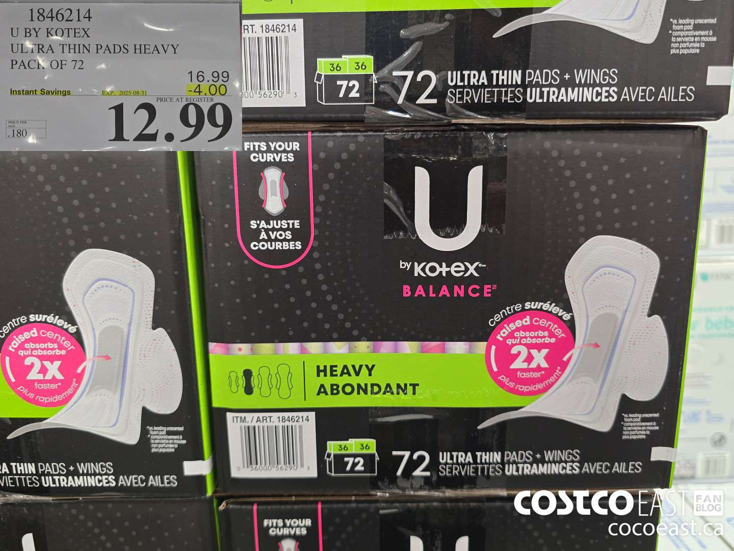 1846214 U BY KOTEX ULTRA THIN PADS HEAVY PACK OF 72 ($4.00 INSTANT SAVINGS EXPIRES ON 2025-08-31) $12.99
