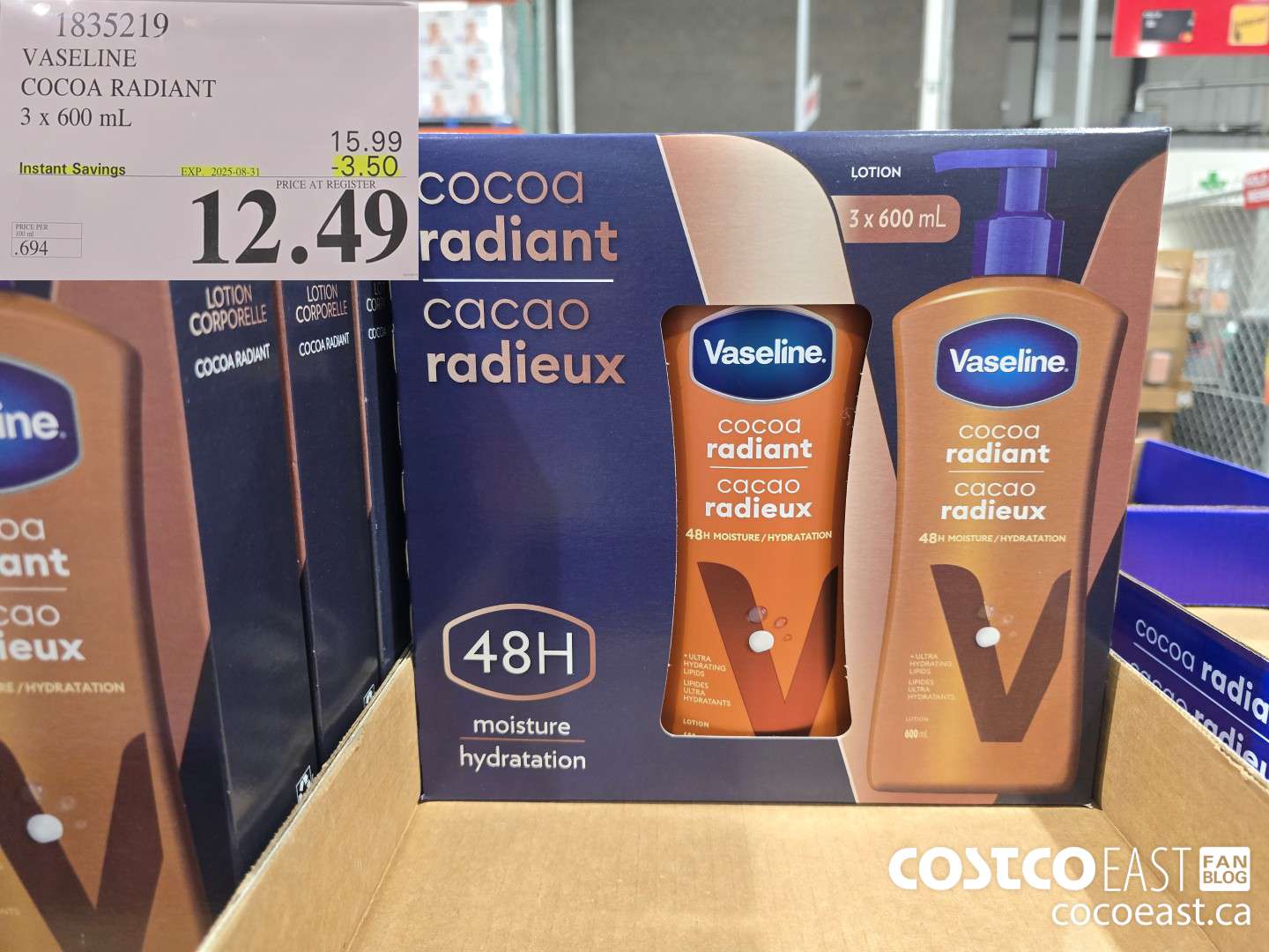 1835219 VASELINE COCOA RADIANT 3 x 600 mL ($3.50 INSTANT SAVINGS EXPIRES ON 2025-08-31) $12.49