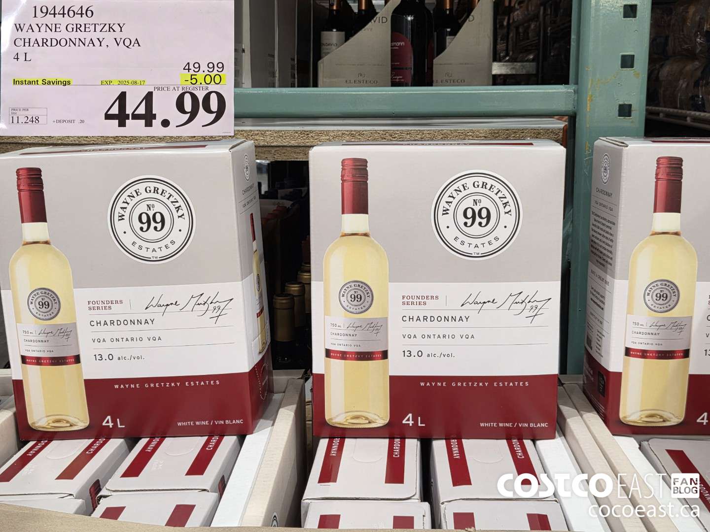 1944646 WAYNE GRETZKY CHARDONNAY, VQA 4 L ($5.00 INSTANT SAVINGS EXPIRES ON 2025-08-17) $49.99