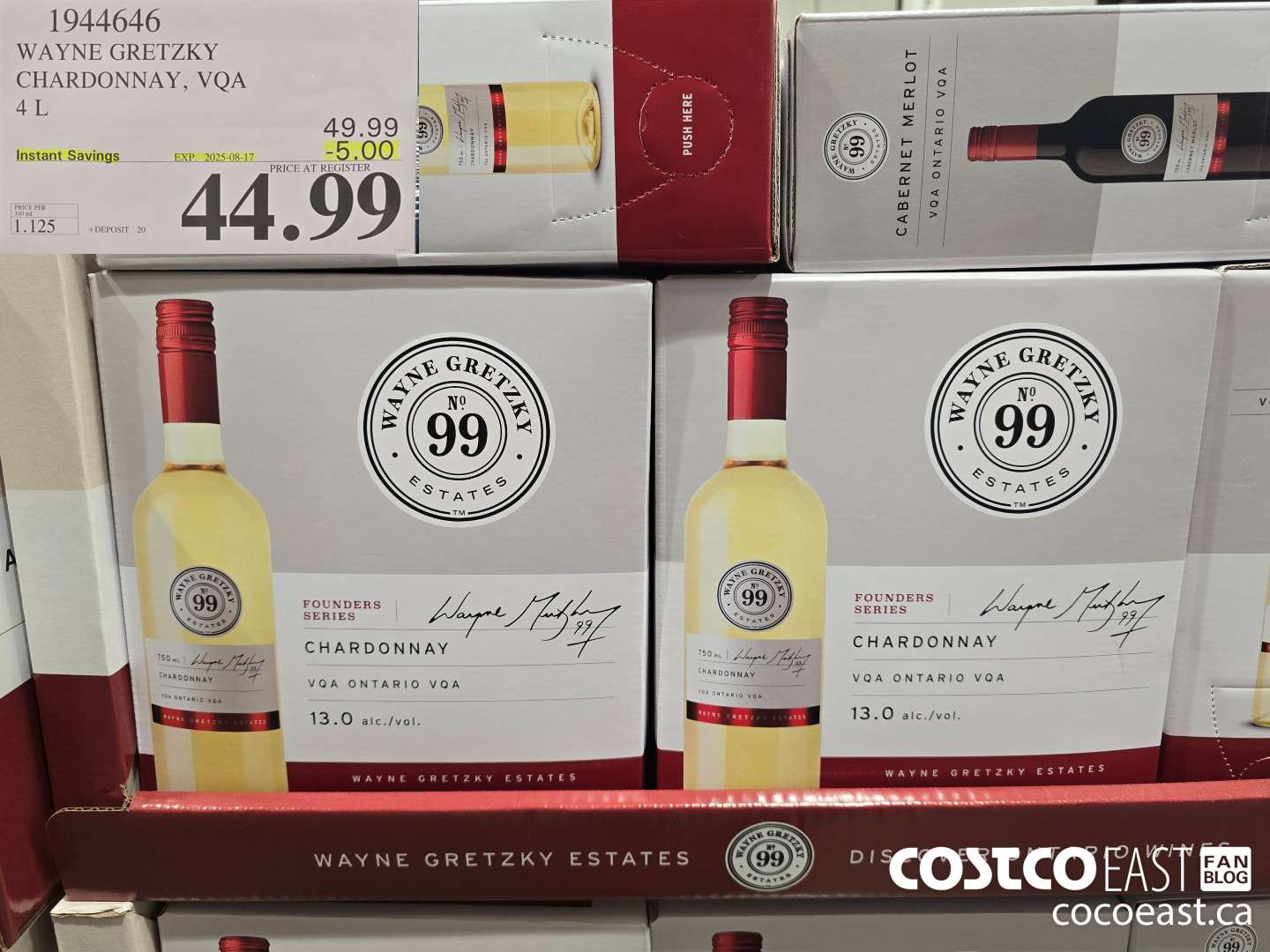 1944646 WAYNE GRETZKY CHARDONNAY, VQA 4 L ($5.00 INSTANT SAVINGS EXPIRES ON 2025-08-17) $44.99