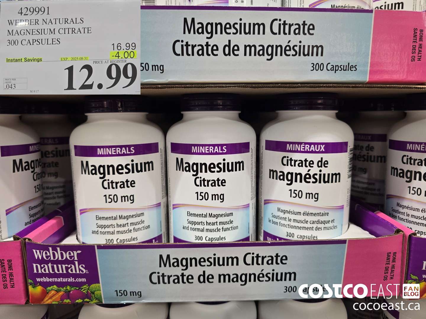 429991 WEBBER NATURALS MAGNESIUM CITRATE 300 CAPSULES ($4.00 INSTANT SAVINGS EXPIRES ON 2025-08-31) $12.99