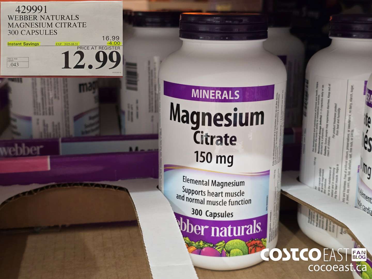 429991 WEBBER NATURALS MAGNESIUM CITRATE 300 CAPSULES ($4.00 INSTANT SAVINGS EXPIRES ON 2025-08-31) $12.99