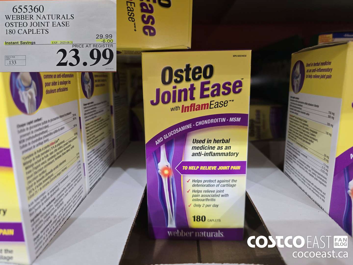 655360 WEBBER NATURALS OSTEO JOINT EASE 180 CAPLETS ($6.00 INSTANT SAVINGS EXPIRES ON 2025-08-31) $23.99