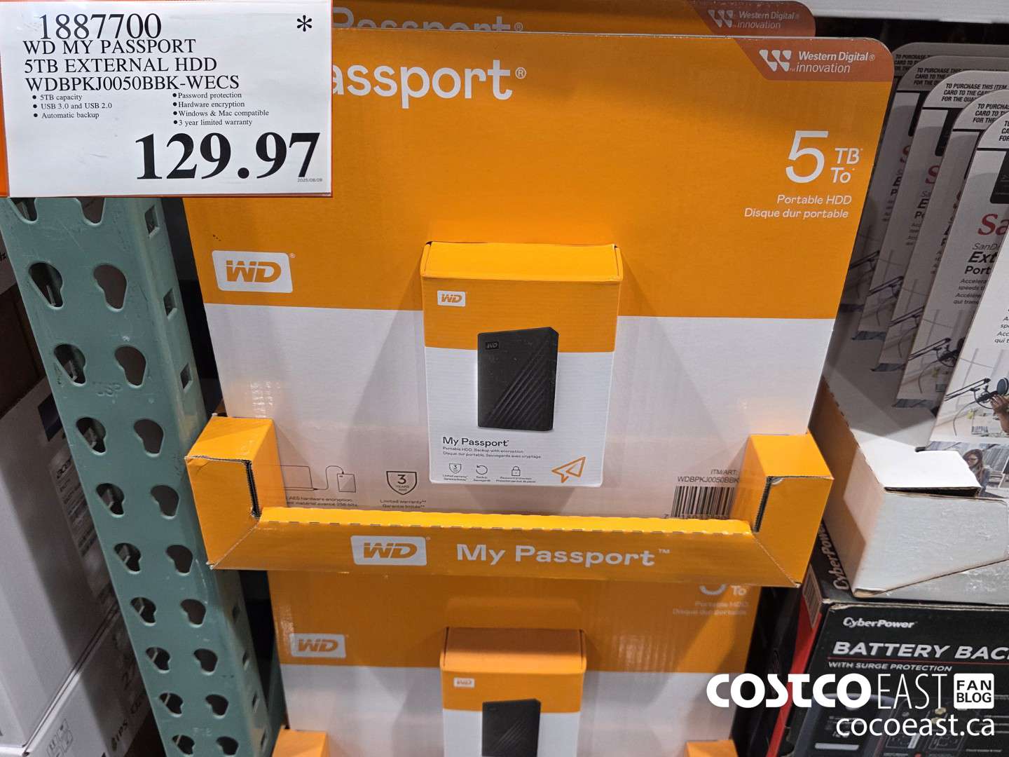 1887700 WESTERN DIGITAL MY PASSPORT 5TB HDD HARD DRIVE $127.97